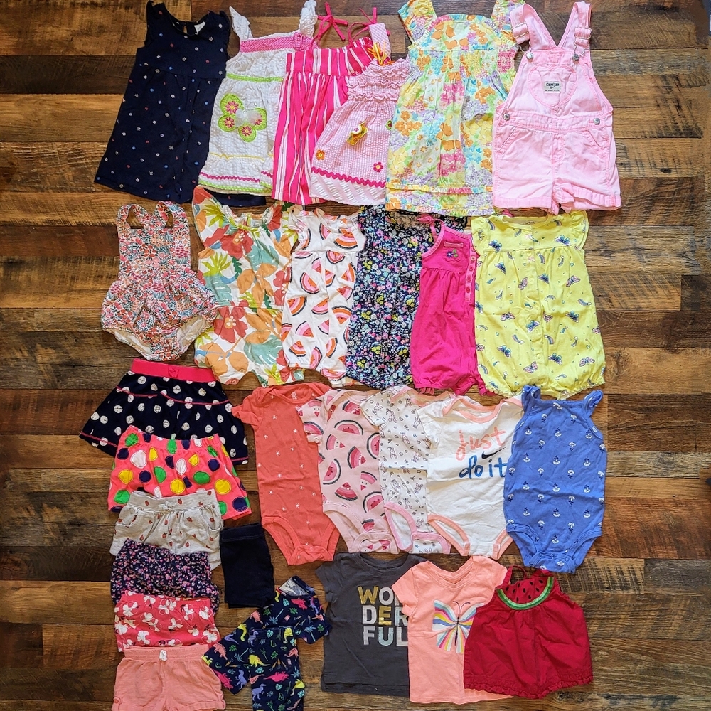 Girls 18m Summer Clothes Lot Dresses Rompers Shorts Shirts 12-18 Months Bundle